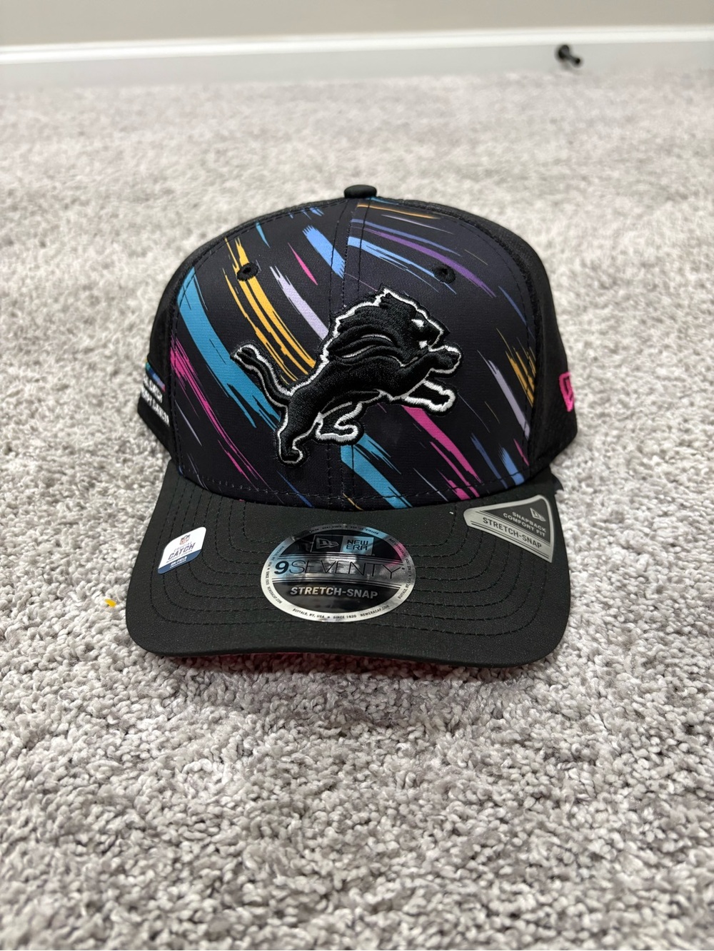 Detroit Lions Black Multicolor Brushstroke 9SEVENTY Snapback Hat